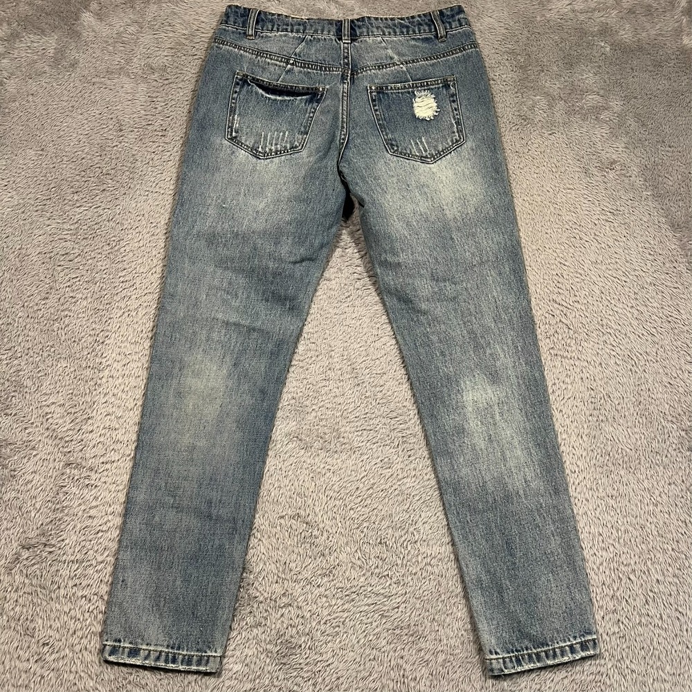 AFRM Jeans‎ Destroyed Distressed 5-Pocket Blue Denim Button Fly Women's 25 30x28 - Picture 12 of 15